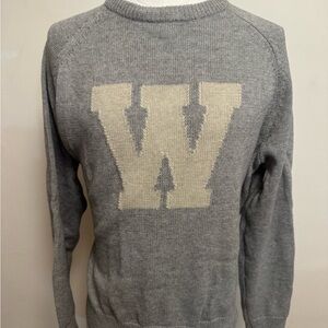 Classic Gray Crewneck Sweater with Cream 'W' Design